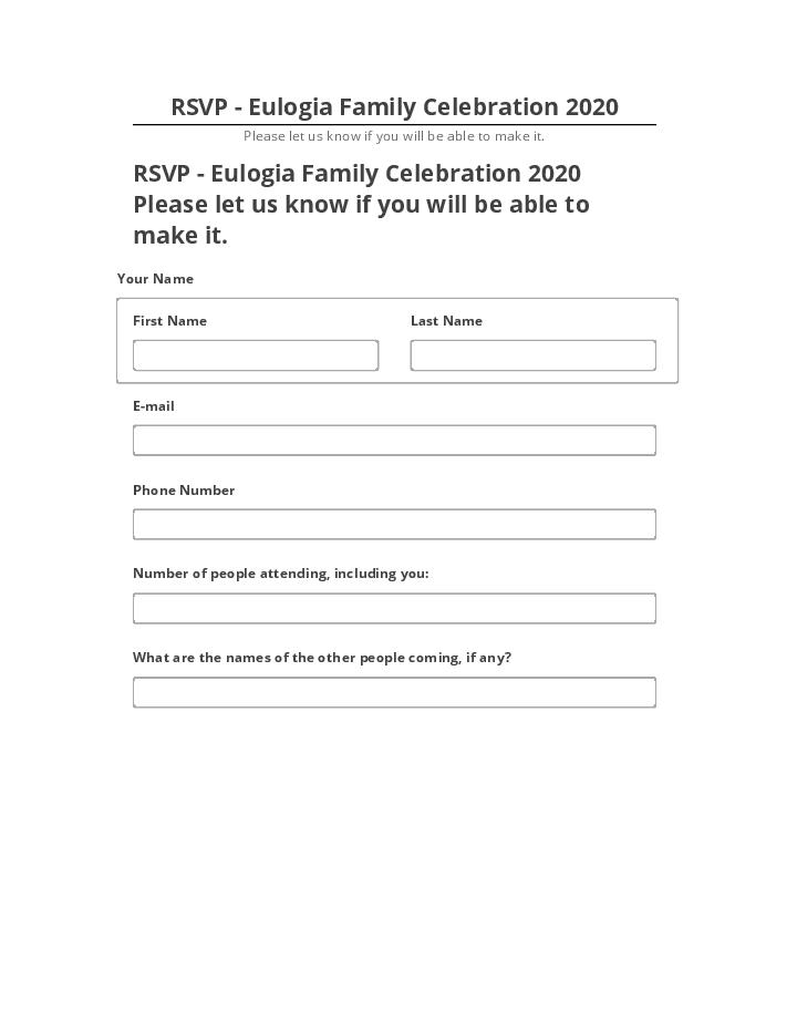 Pre-fill RSVP - Eulogia Family Celebration 2020 Salesforce
