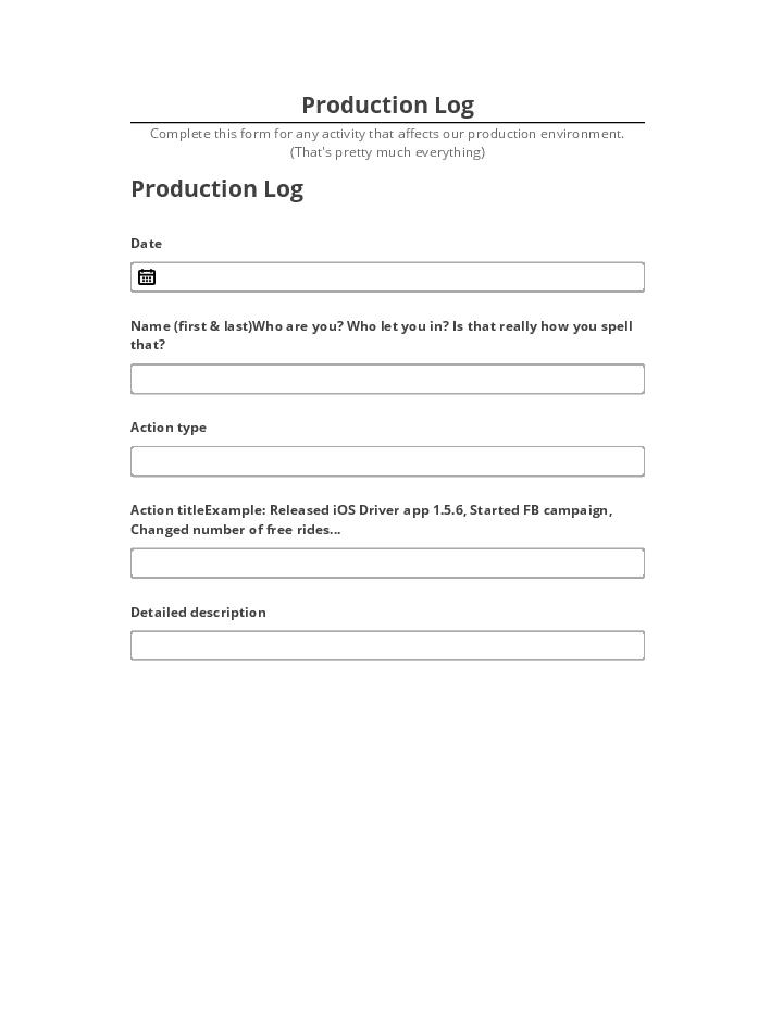 Arrange Production Log Netsuite