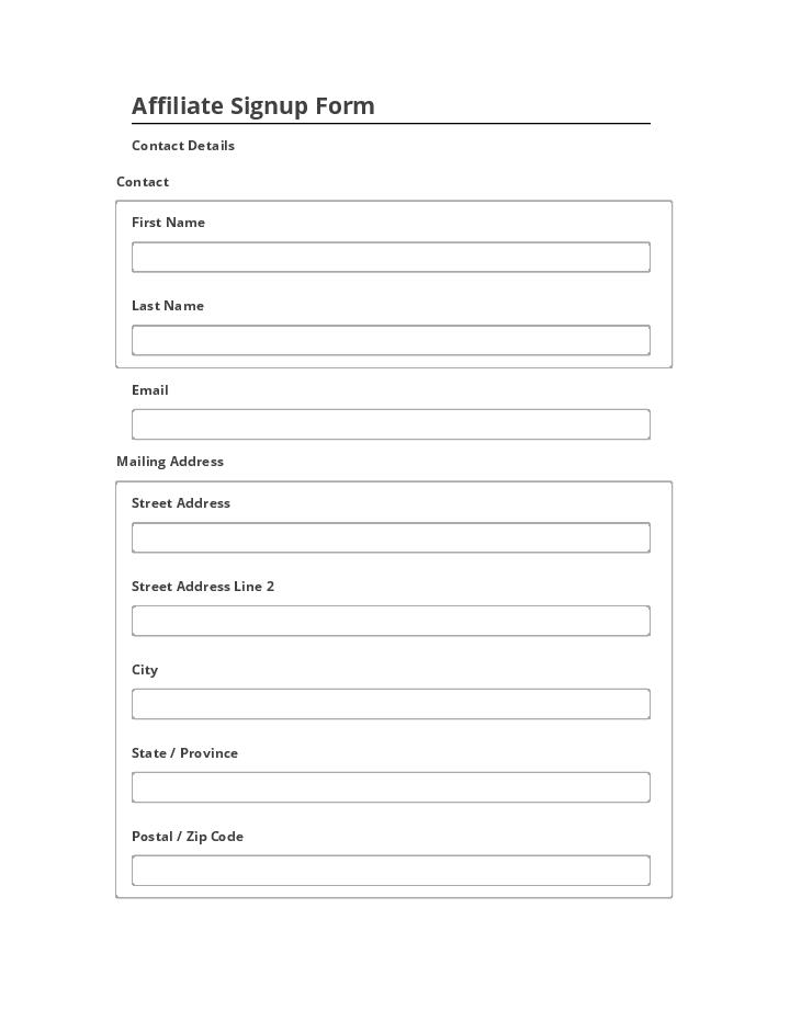 Export Affiliate Signup Form Netsuite