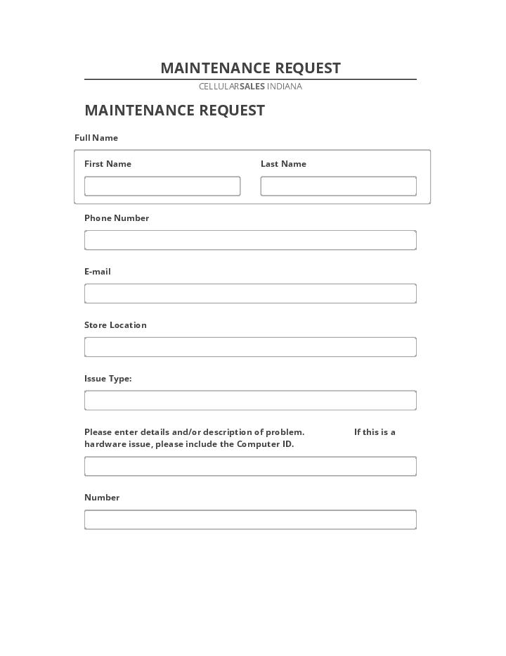 Arrange <b>MAINTENANCE</b> REQUEST Salesforce