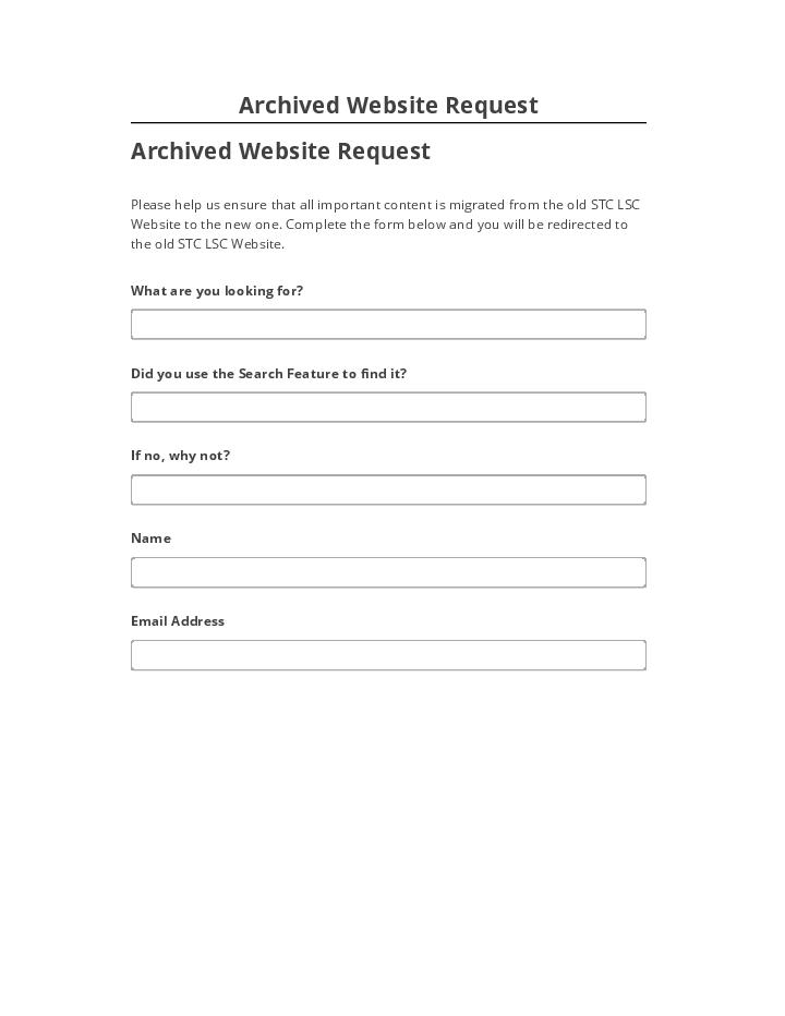Extract Archived Website Request Salesforce