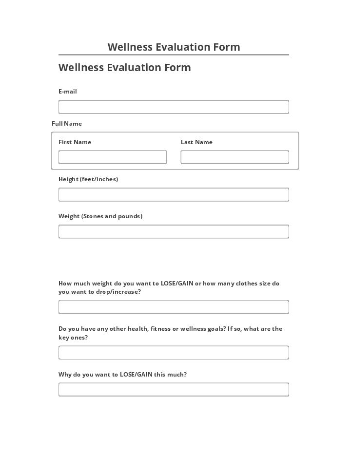 Pre-fill Wellness Evaluation Form Netsuite
