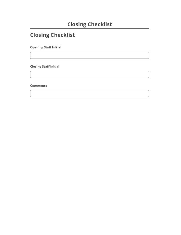 Pre-fill Closing Checklist Netsuite