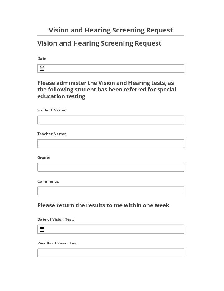 Integrate Vision and Hearing Screening Request Microsoft Dynamics