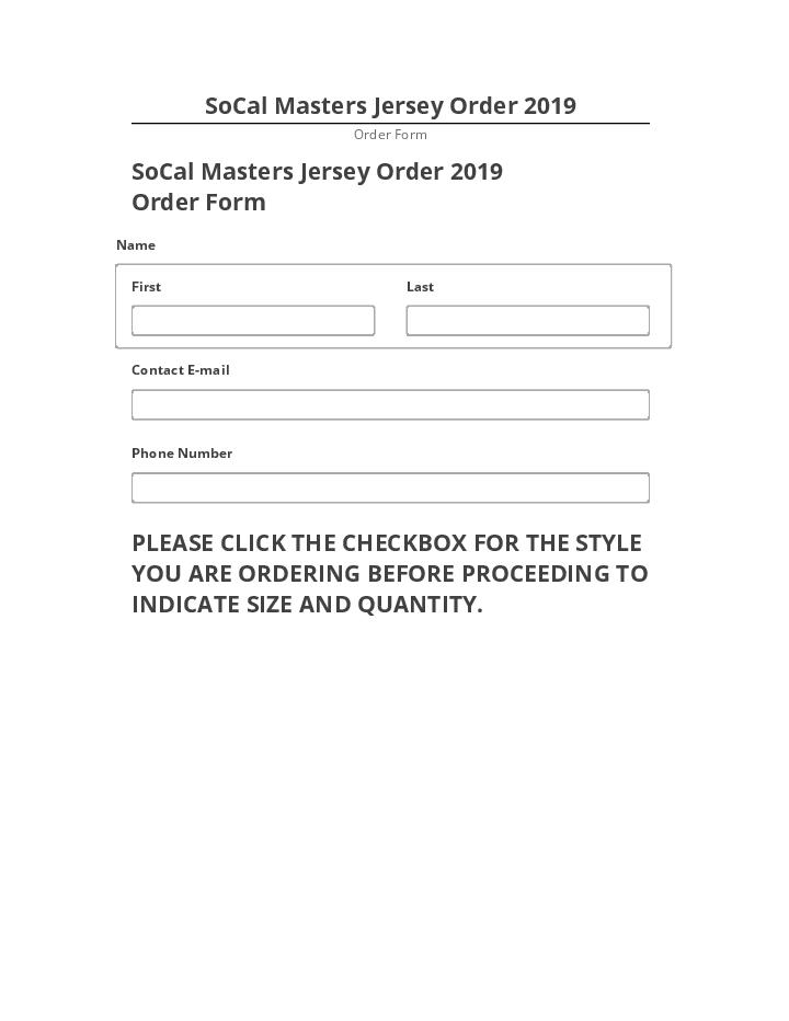 Manage SoCal Masters Jersey Order 2019