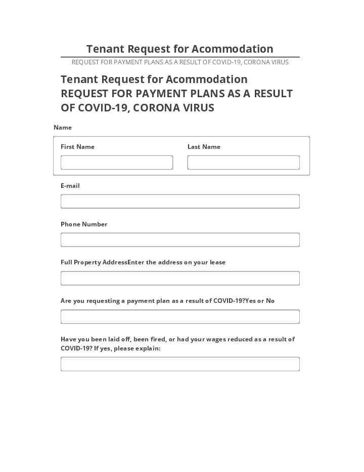 Pre-fill Tenant Request for Acommodation Microsoft Dynamics