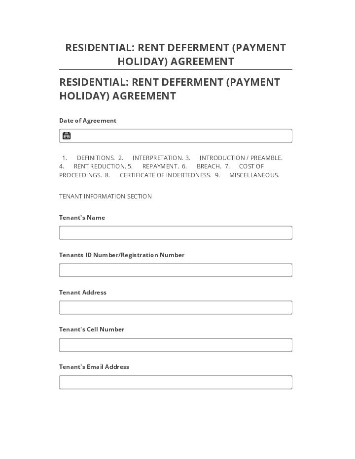 Synchronize RESIDENTIAL: RENT DEFERMENT (PAYMENT HOLIDAY) AGREEMENT Salesforce