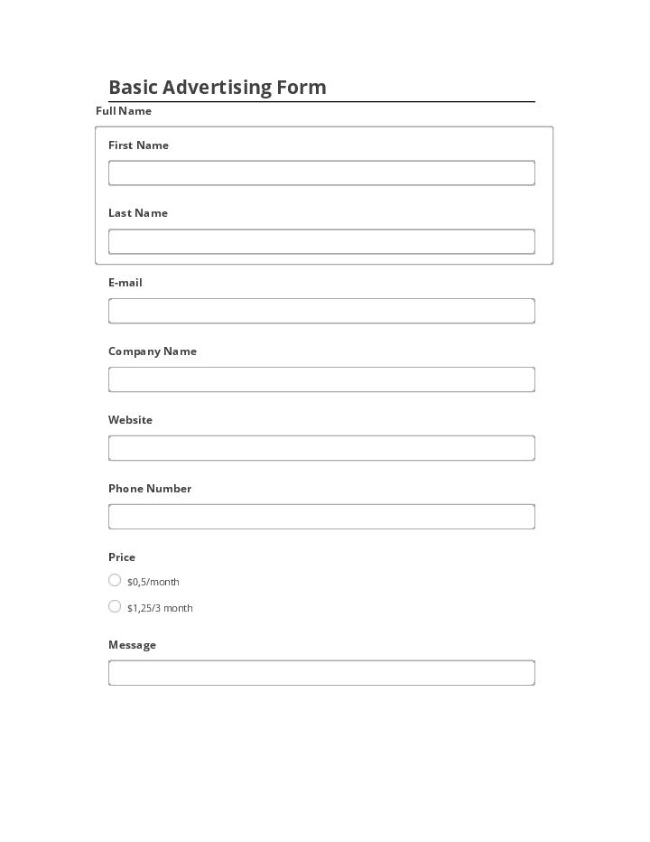 Incorporate Basic Advertising Form Netsuite