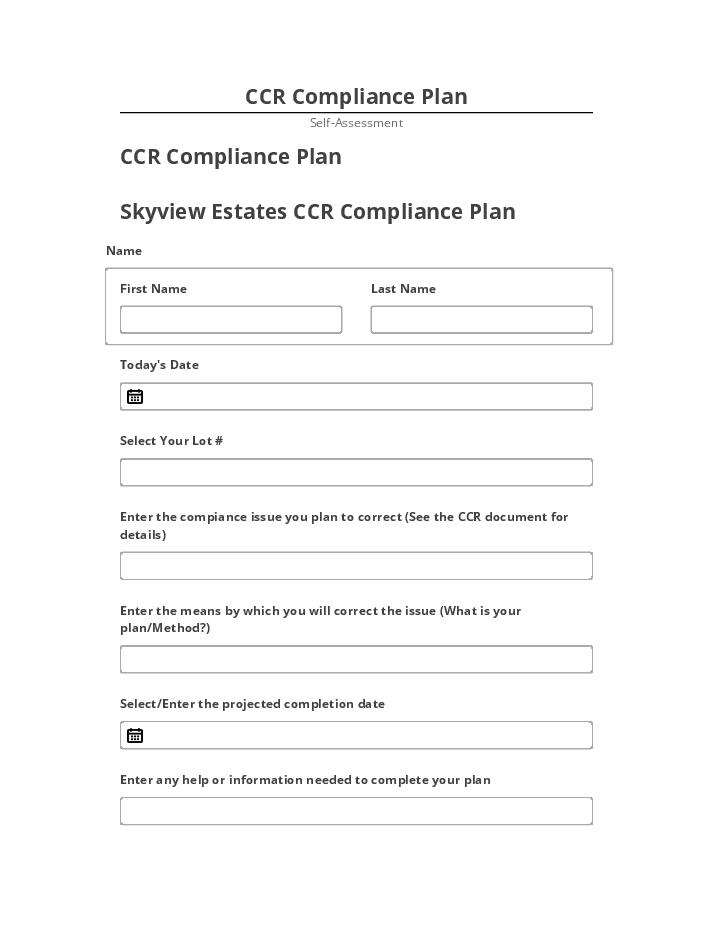 Pre-fill CCR Compliance Plan Netsuite