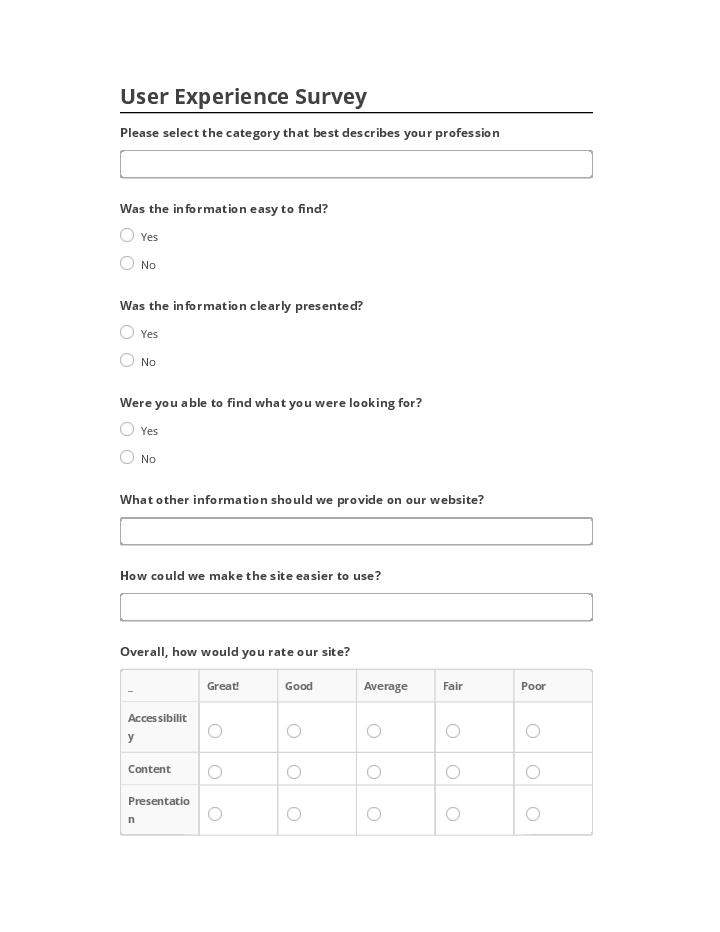 Incorporate User Experience Survey