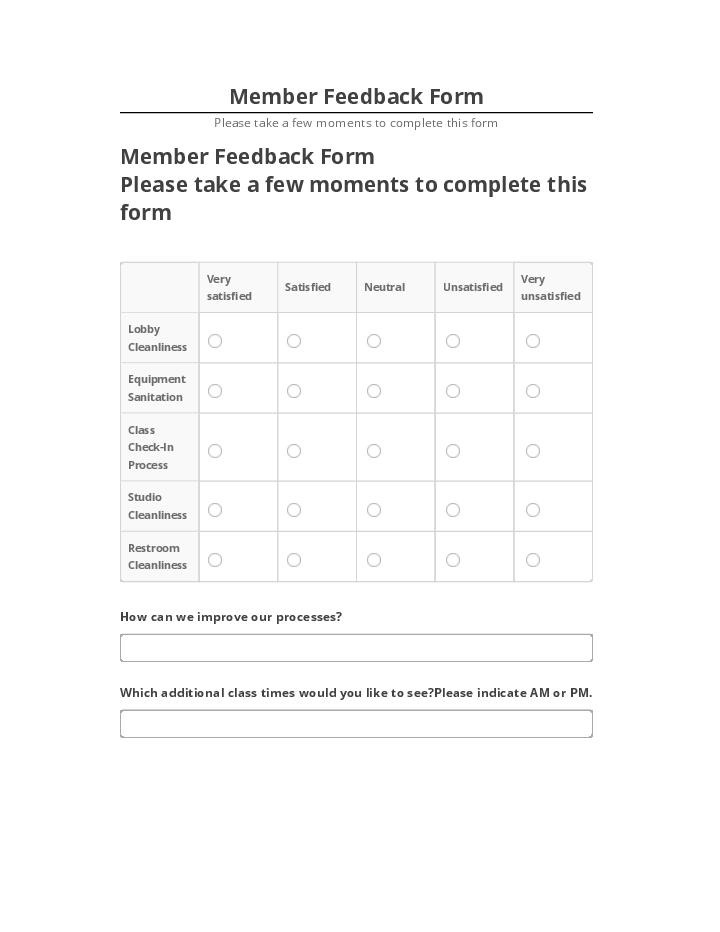 Incorporate Member Feedback Form Salesforce