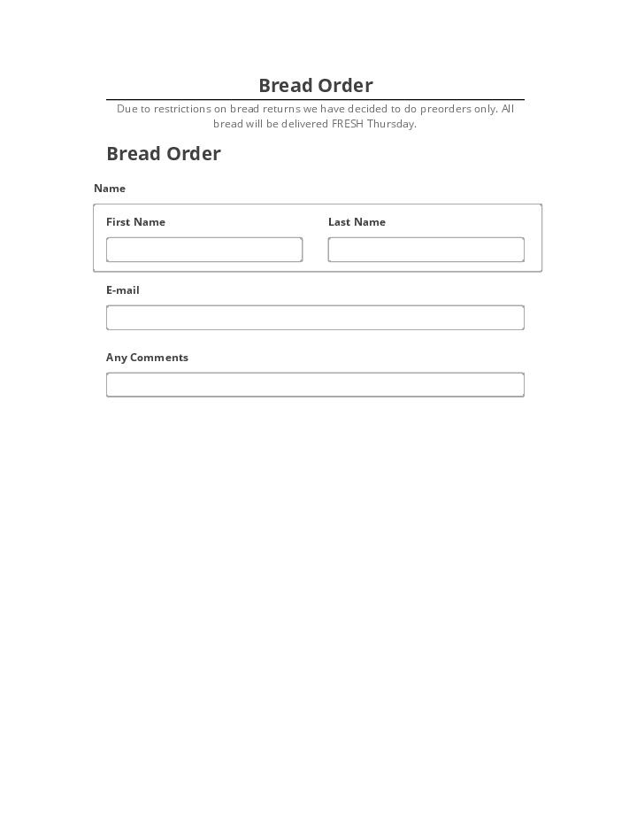 Pre-fill Bread Order Netsuite