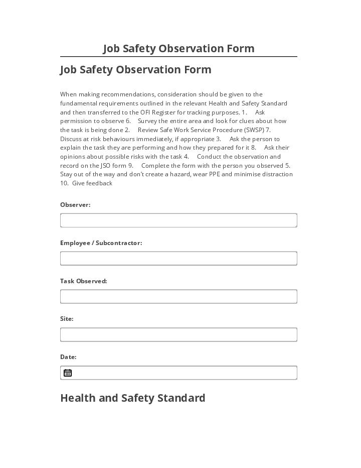Update Job Safety Observation Form Salesforce