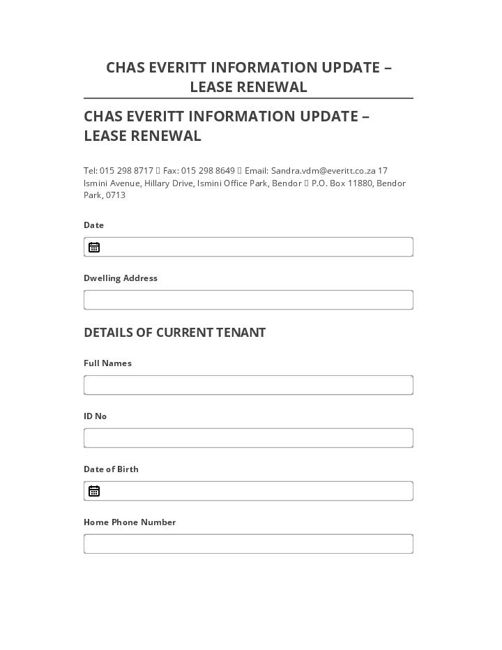 Export CHAS EVERITT INFORMATION UPDATE – LEASE RENEWAL