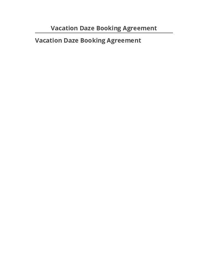 Export Vacation Daze Booking Agreement