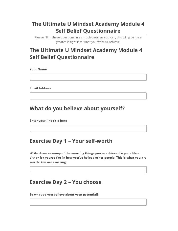 Update The Ultimate U Mindset Academy Module 4 Self Belief Questionnaire Salesforce