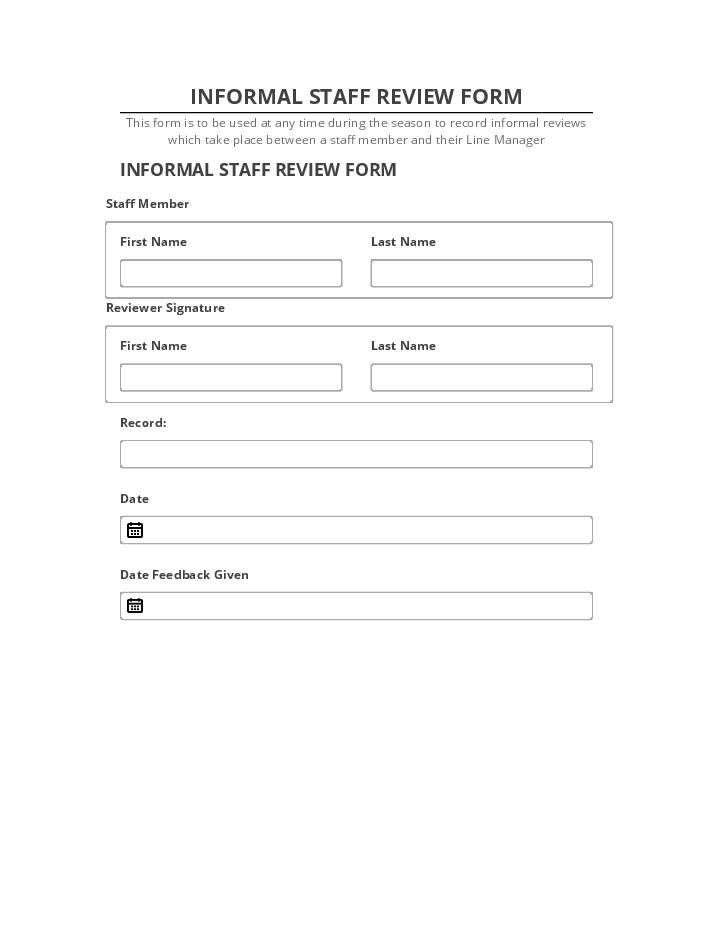 Archive INFORMAL STAFF REVIEW FORM Salesforce