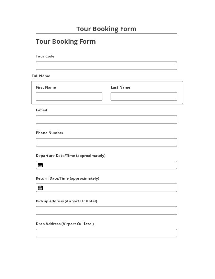 Export Tour Booking Form Salesforce