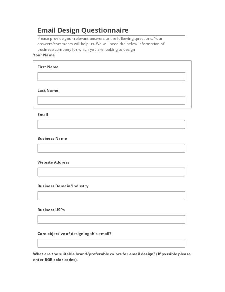 Arrange Email Design Questionnaire in Netsuite