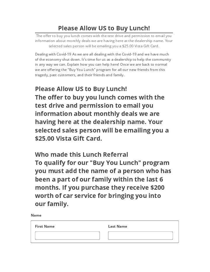 Manage Please Allow US to Buy Lunch! Salesforce