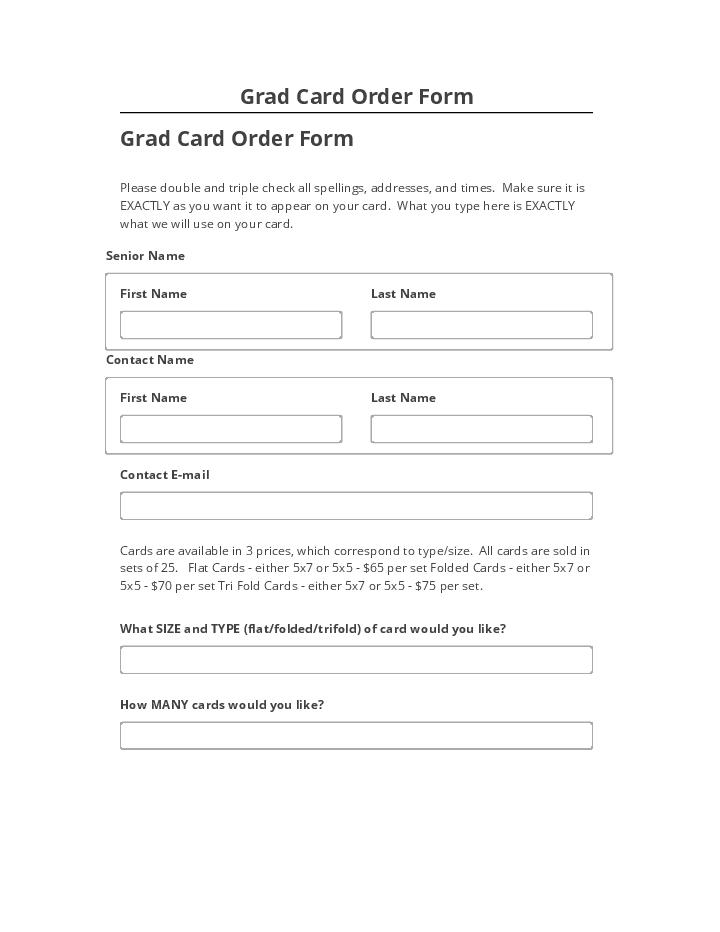 Synchronize Grad Card Order Form Salesforce