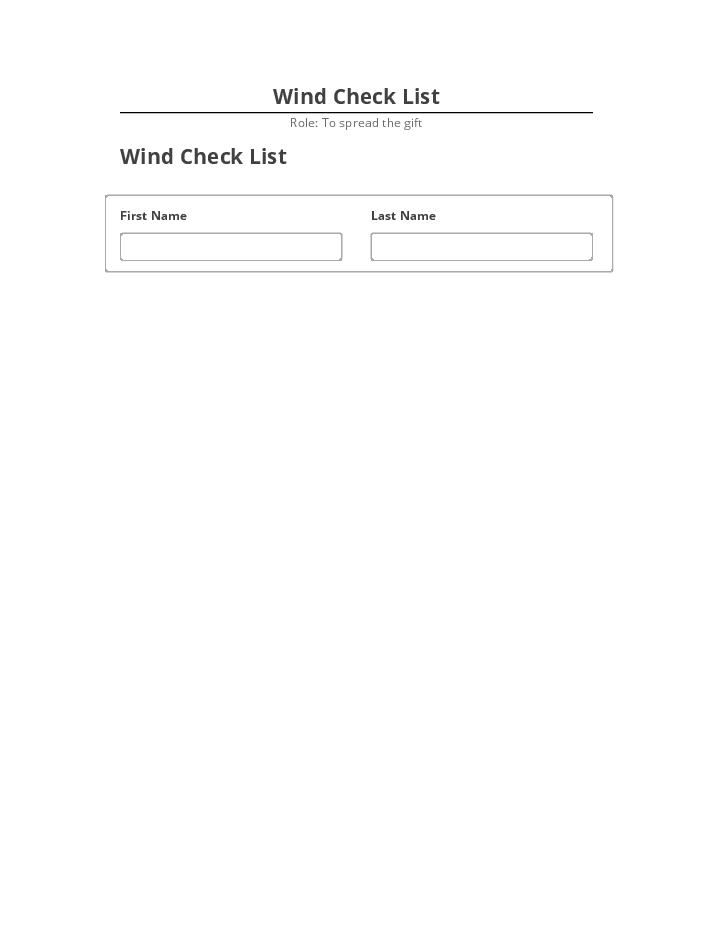 Arrange Wind Check List Netsuite