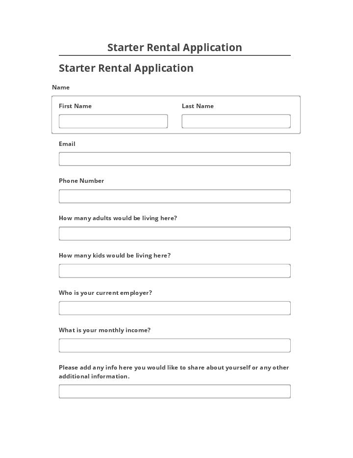 Pre-fill Starter Rental Application
