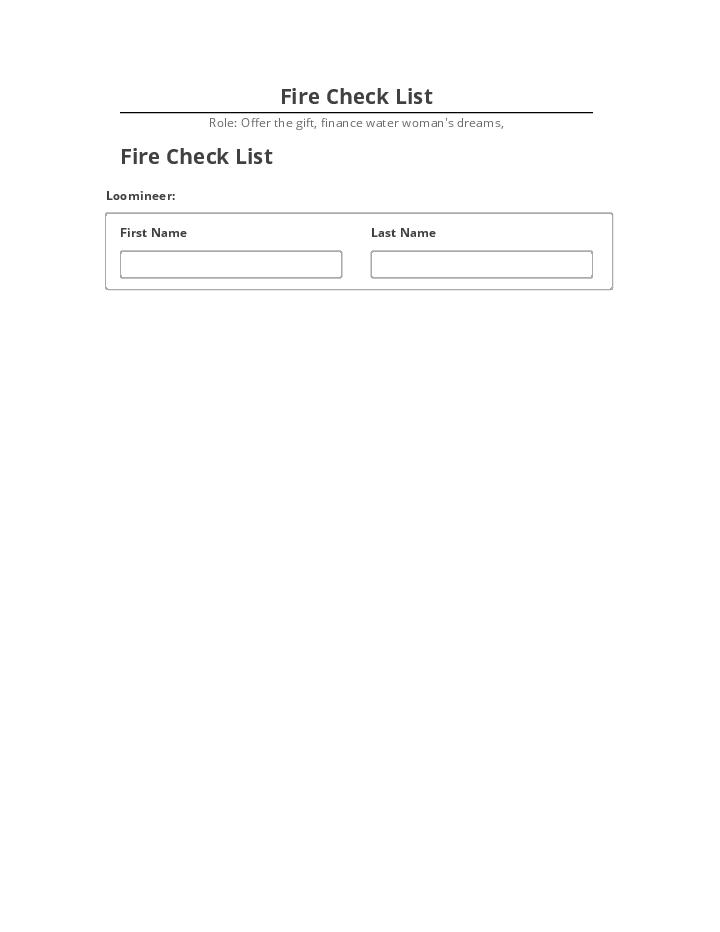 Pre-fill Fire Check List Microsoft Dynamics