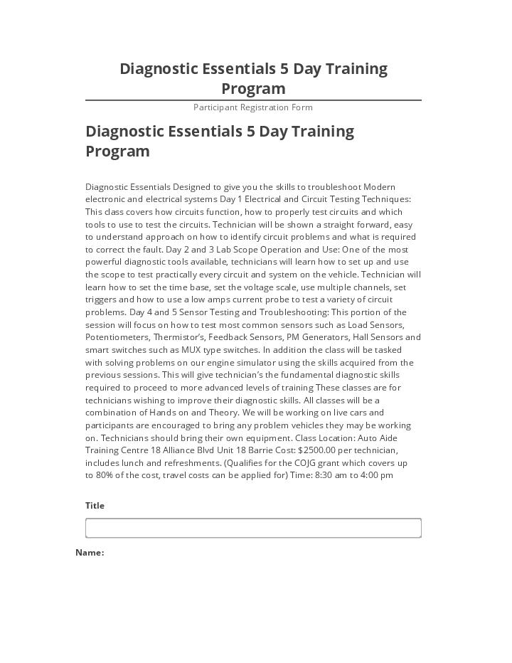 Manage Diagnostic Essentials 5 Day Training Program Salesforce