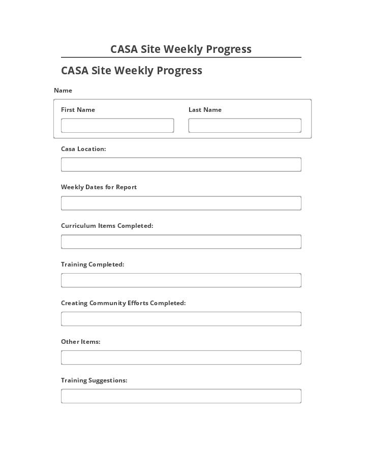 Incorporate CASA Site Weekly Progress Netsuite