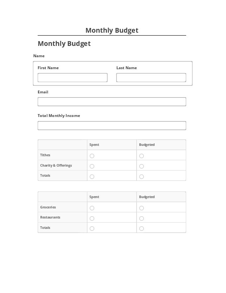 Pre-fill Monthly Budget