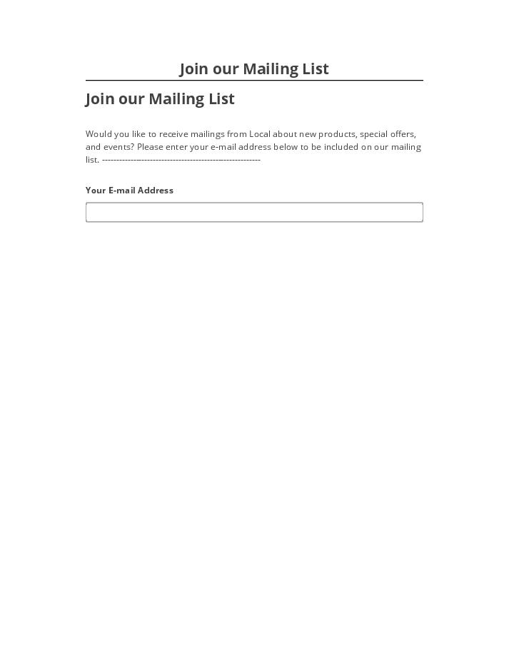 Pre-fill Join our Mailing List Netsuite