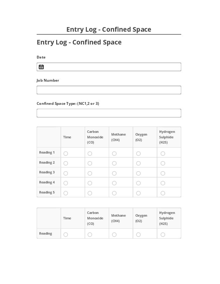 Pre-fill Entry Log - Confined Space Microsoft Dynamics