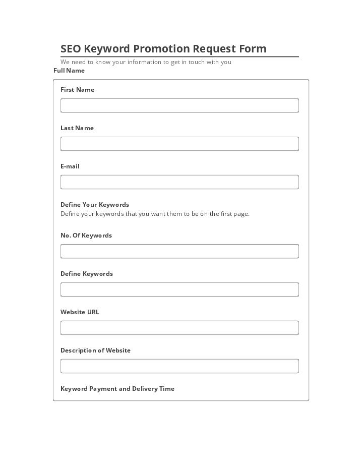 Export SEO Keyword Promotion Request Form Netsuite