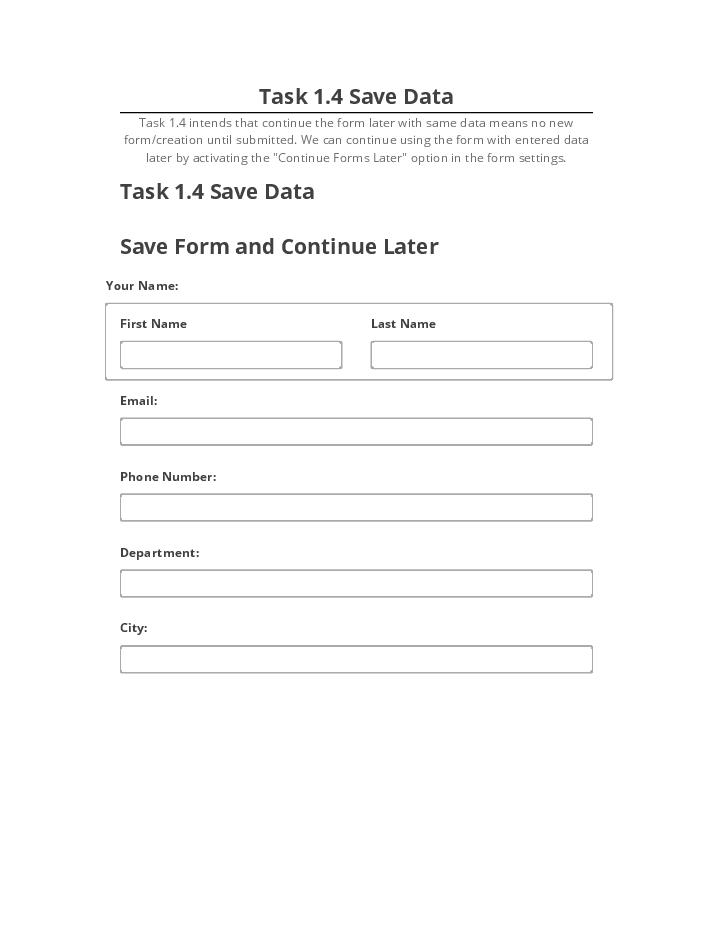 Manage Task 1.4 Save Data Netsuite