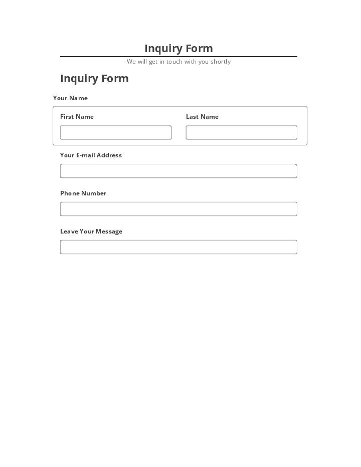 Update Inquiry Form Salesforce