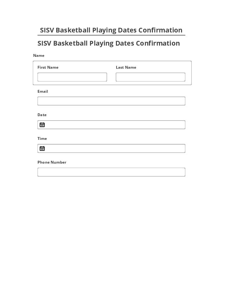 Extract SISV Basketball Playing Dates Confirmation Microsoft Dynamics