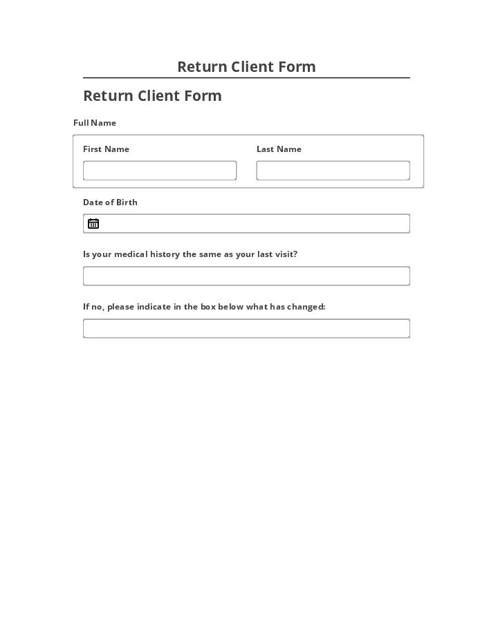 Arrange Return Client Form Salesforce