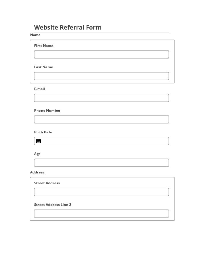 Arrange Website Referral Form