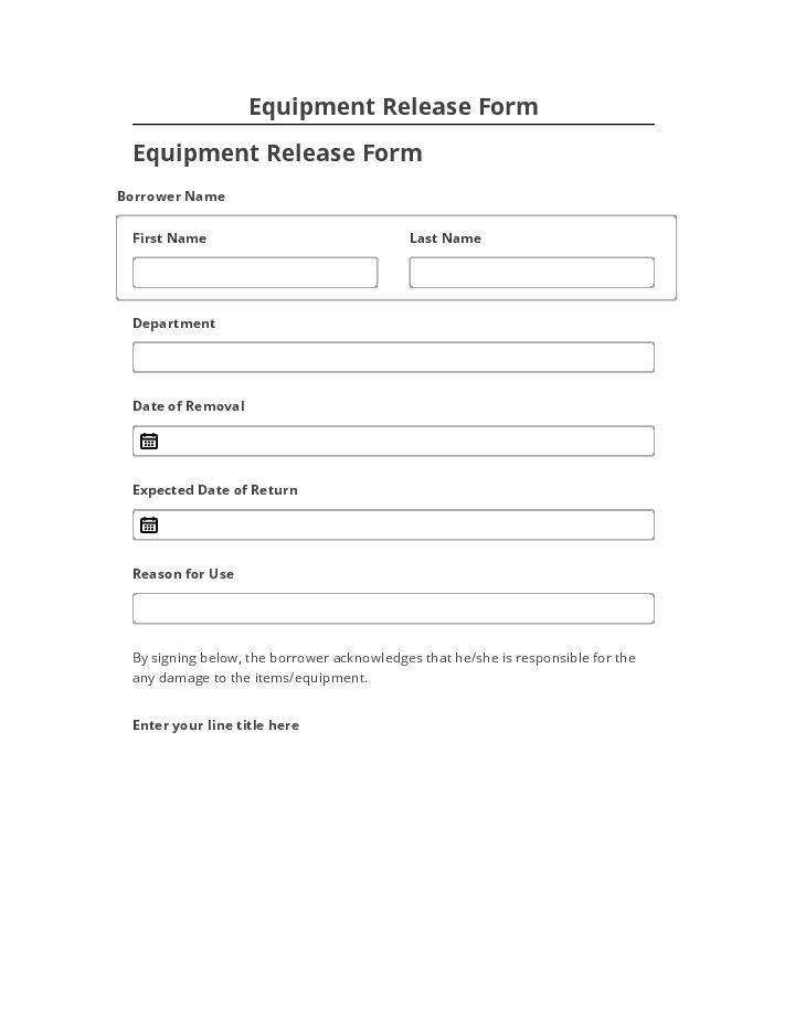 Integrate Equipment Release Form Netsuite