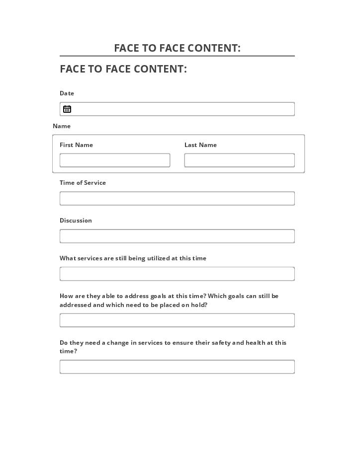 Update FACE TO FACE CONTENT: Salesforce