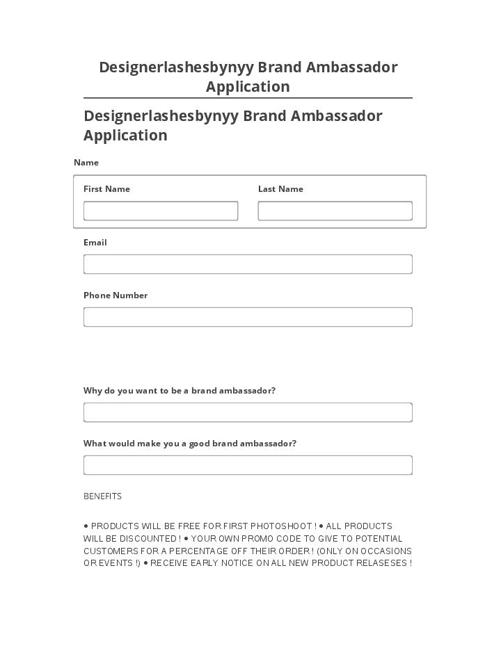 Pre-fill Designerlashesbynyy Brand Ambassador Application Salesforce
