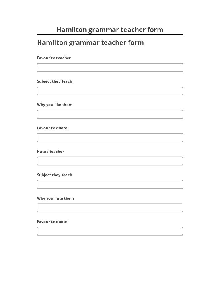 Pre-fill Hamilton grammar teacher form Microsoft Dynamics