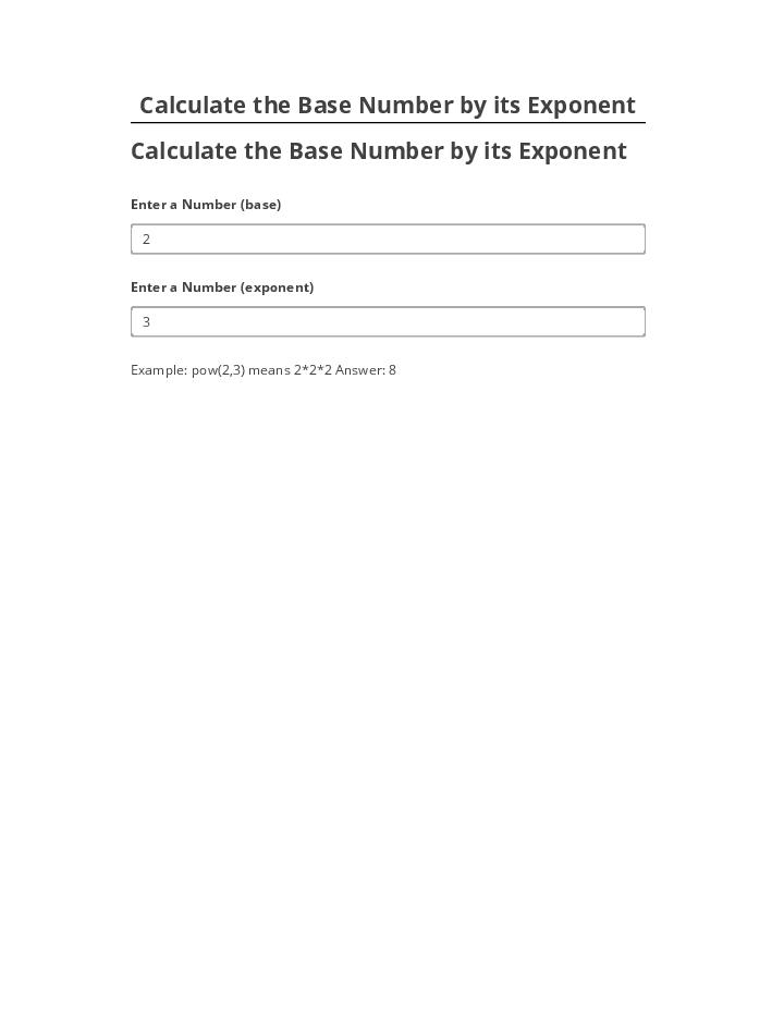Update Calculate the Base Number by its Exponent Salesforce