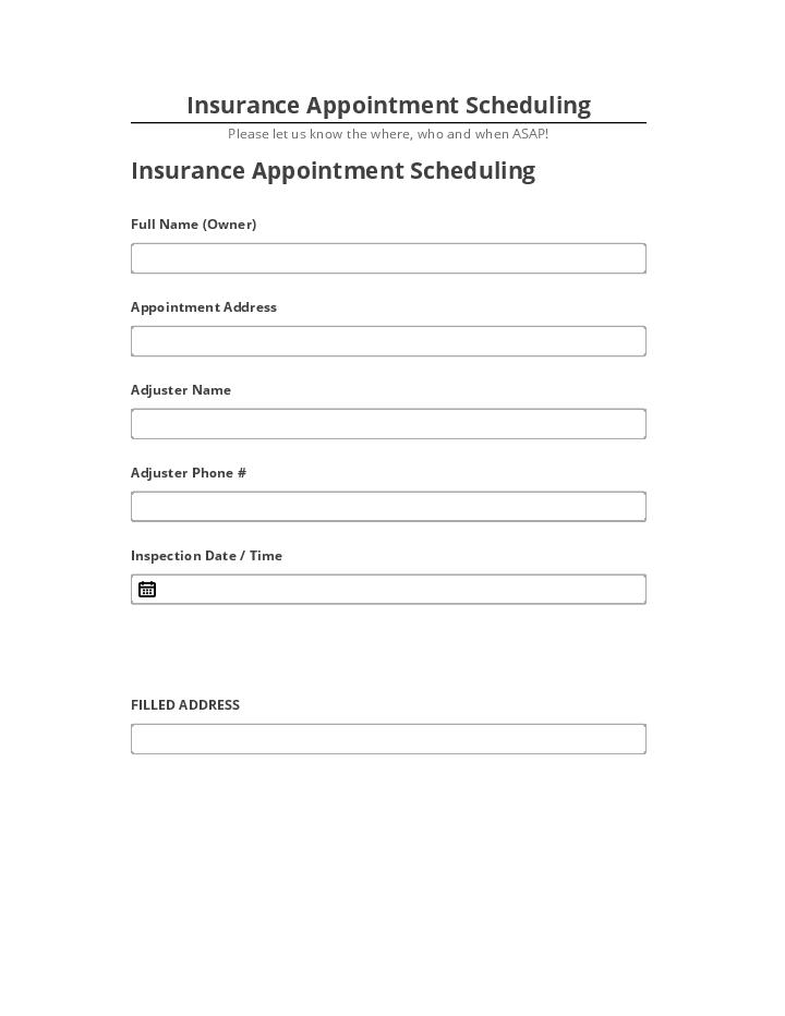 Pre-fill Insurance Appointment Scheduling Netsuite