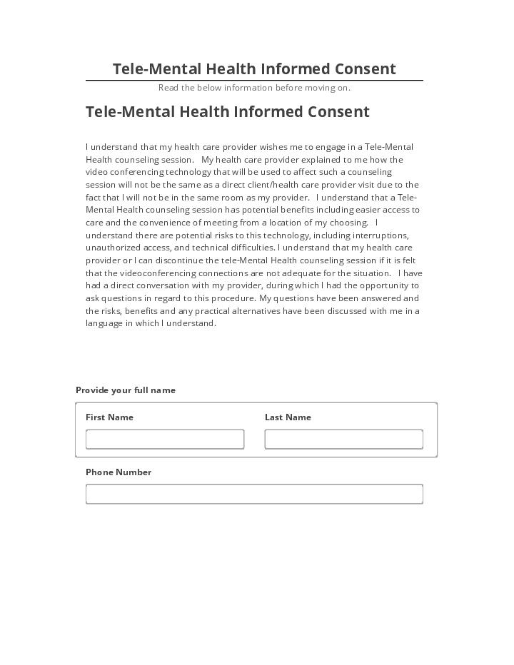 Arrange Tele-Mental Health Informed Consent Salesforce