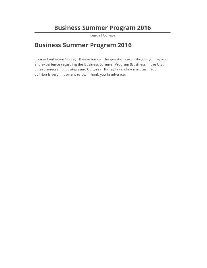 Arrange Business Summer Program 2016 Salesforce
