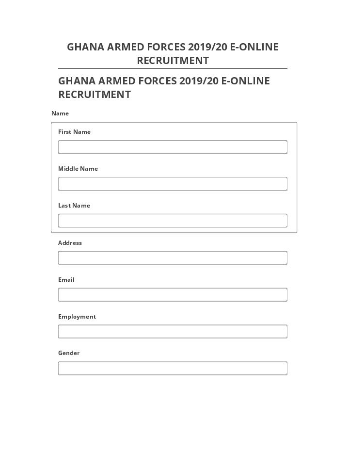 Pre-fill GHANA ARMED FORCES 2019/20 E-ONLINE RECRUITMENT Salesforce