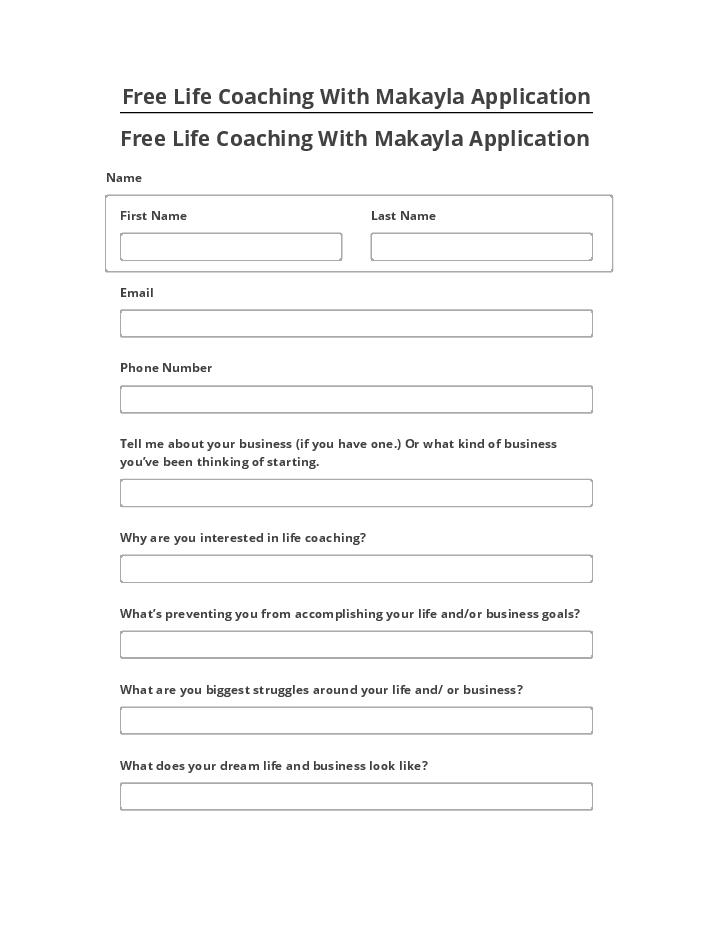 Pre-fill Free Life Coaching With Makayla Application Microsoft Dynamics