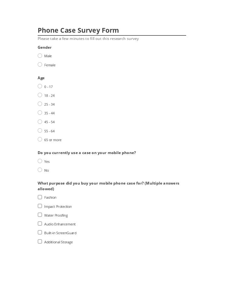 Incorporate Phone Case Survey Form Netsuite